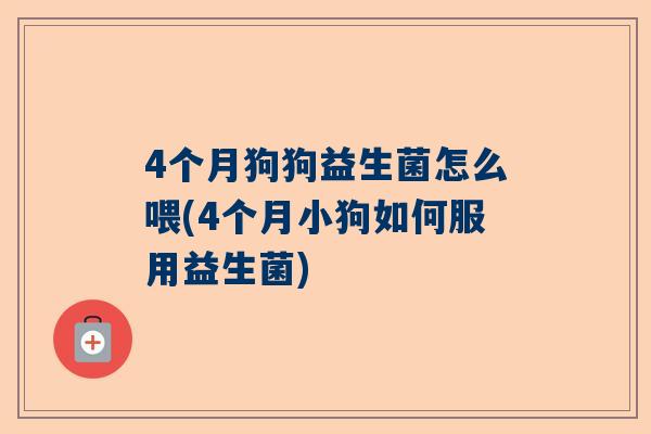 4个月狗狗益生菌怎么喂(4个月小狗如何服用益生菌)