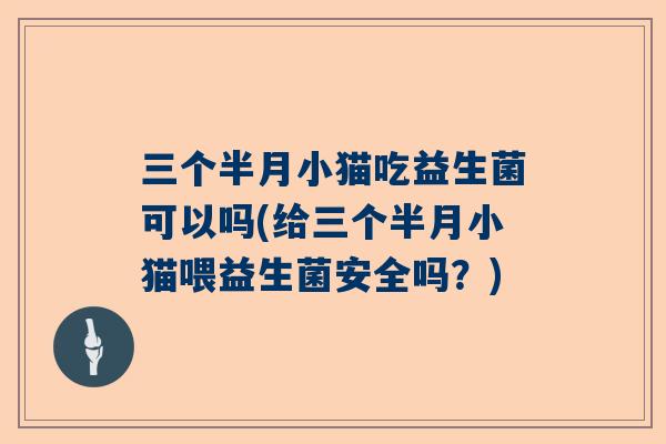 三个半月小猫吃益生菌可以吗(给三个半月小猫喂益生菌安全吗？)