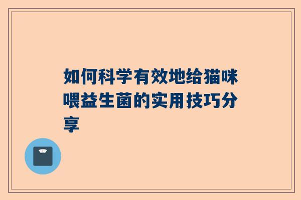 如何科学有效地给猫咪喂益生菌的实用技巧分享