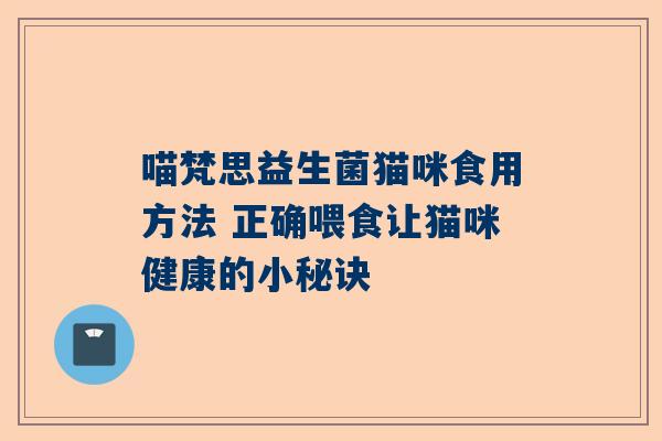 喵梵思益生菌猫咪食用方法 正确喂食让猫咪健康的小秘诀