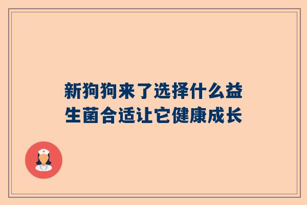 新狗狗来了选择什么益生菌合适让它健康成长