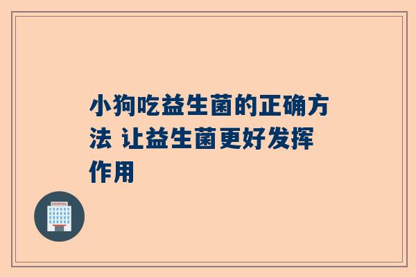 小狗吃益生菌的正确方法 让益生菌更好发挥作用