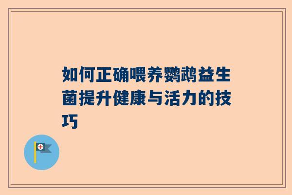 如何正确喂养鹦鹉益生菌提升健康与活力的技巧