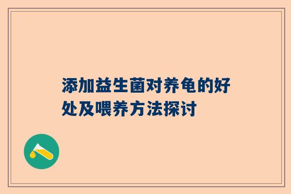 添加益生菌对养龟的好处及喂养方法探讨