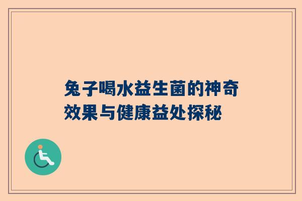 兔子喝水益生菌的神奇效果与健康益处探秘