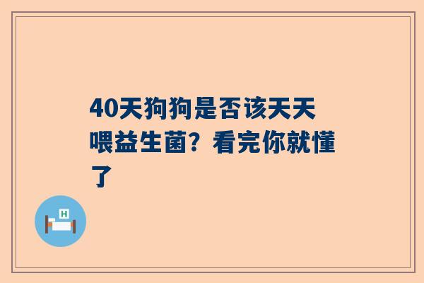40天狗狗是否该天天喂益生菌？看完你就懂了