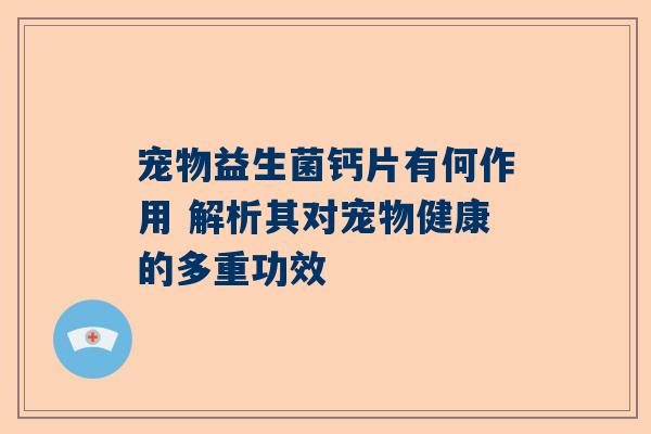 宠物益生菌钙片有何作用 解析其对宠物健康的多重功效
