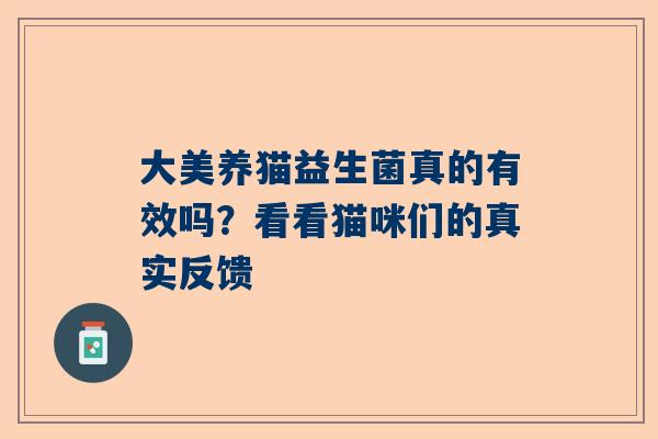 大美养猫益生菌真的有效吗？看看猫咪们的真实反馈