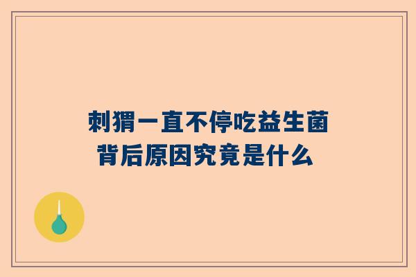 刺猬一直不停吃益生菌 背后原因究竟是什么