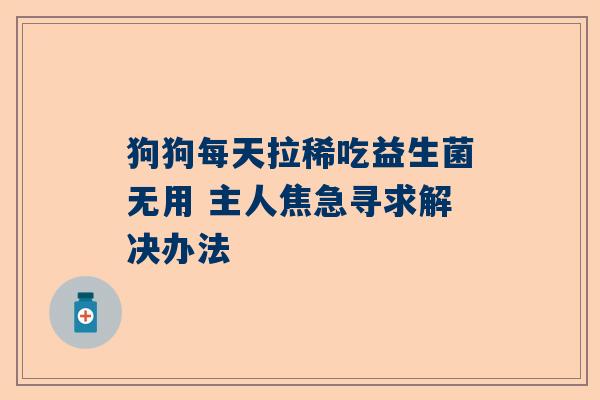 狗狗每天拉稀吃益生菌无用 主人焦急寻求解决办法