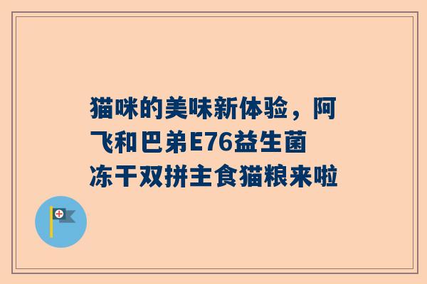 猫咪的美味新体验，阿飞和巴弟E76益生菌冻干双拼主食猫粮来啦