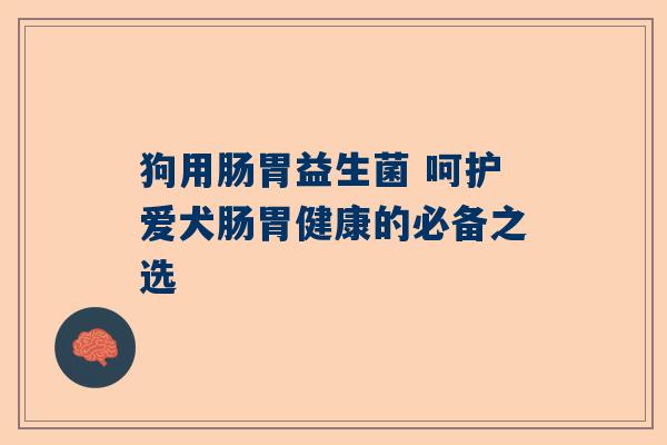 狗用肠胃益生菌 呵护爱犬肠胃健康的必备之选