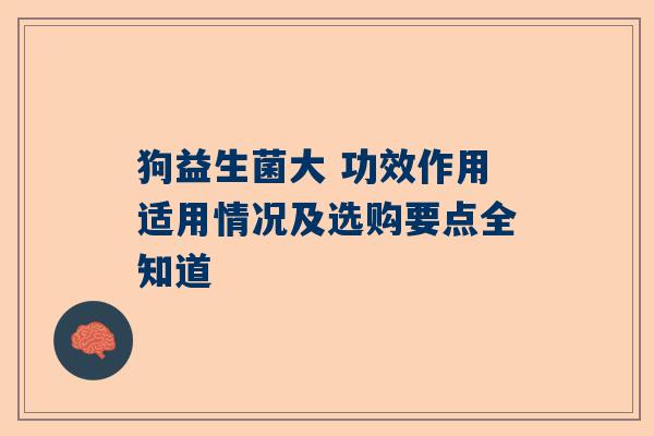 狗益生菌大 功效作用适用情况及选购要点全知道
