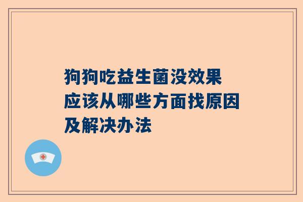 狗狗吃益生菌没效果 应该从哪些方面找原因及解决办法