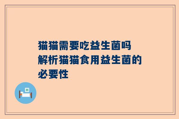 猫猫需要吃益生菌吗 解析猫猫食用益生菌的必要性