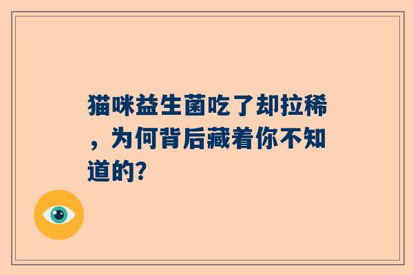 猫咪益生菌吃了却拉稀，为何背后藏着你不知道的？