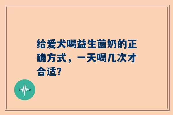 给爱犬喝益生菌奶的正确方式，一天喝几次才合适？