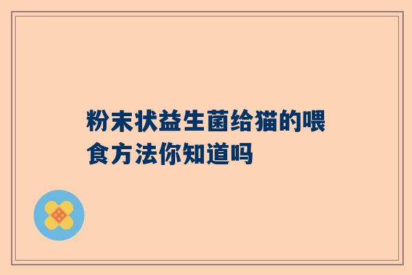 粉末状益生菌给猫的喂食方法你知道吗