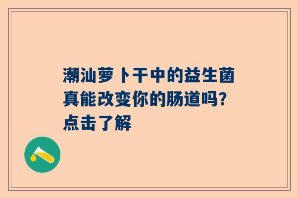 潮汕萝卜干中的益生菌真能改变你的肠道吗？点击了解